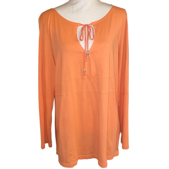 TALBOTS Lightweight Tunic Top with Keyhole Detail in Orange Size XLarge - Picture 1 of 6